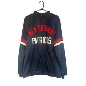 NFL Navy Blue NE Patriots Football Boston Mock Neck Full Zip Jacket Men Sz XL